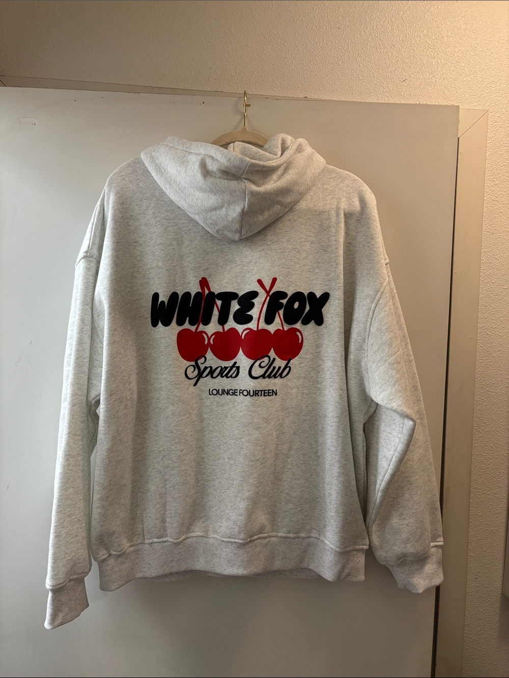 White Fox Light Gray Hoodie with Cherry Logo
